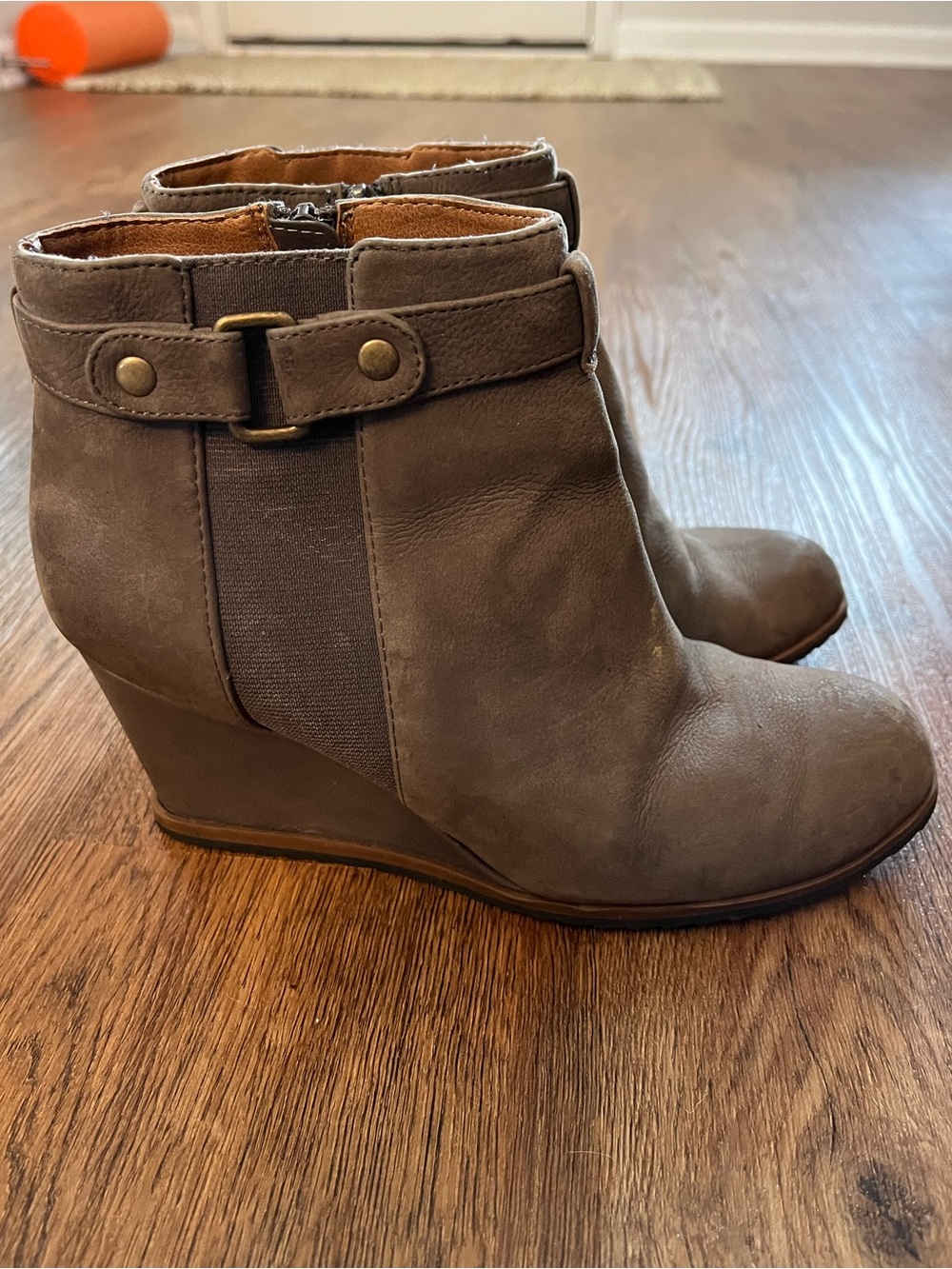 Susina Taupe Wedge Ankle Boots